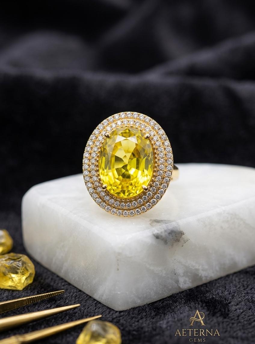 Sapphire And Diamond Double Halo Ring